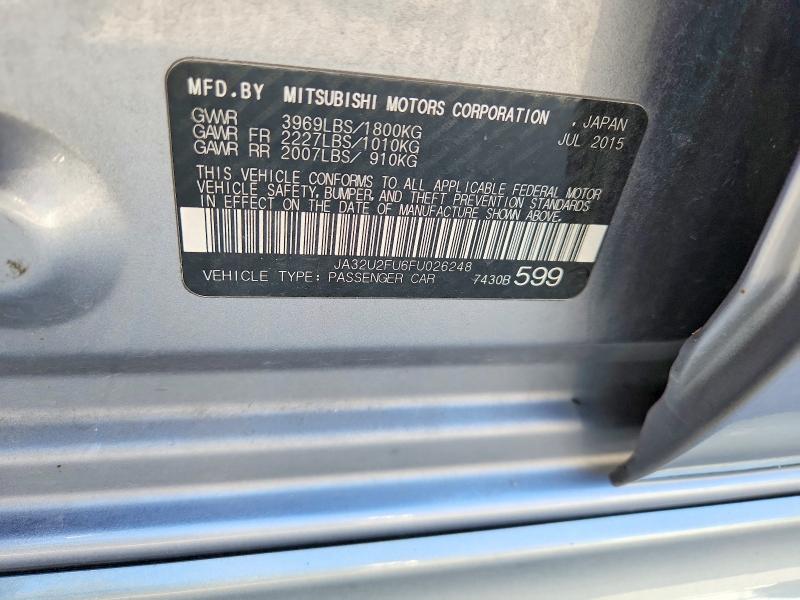 66258276 :رقم المزاد ، JA32U2FU6FU026248 vin ، 2015 Mitsubishi Lancer مزاد بيع