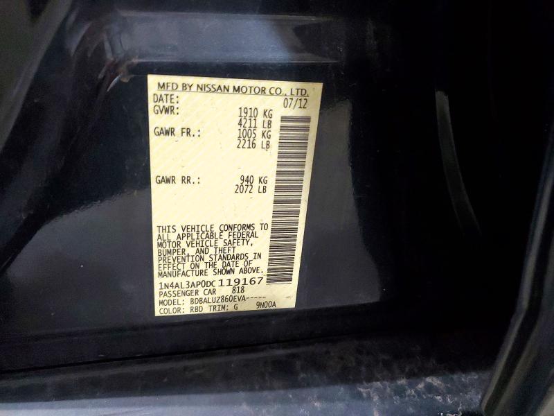 Продажа на аукционе авто 2013 Nissan Altima, vin: 1N4AL3AP0DC119167, номер лота: 64212576