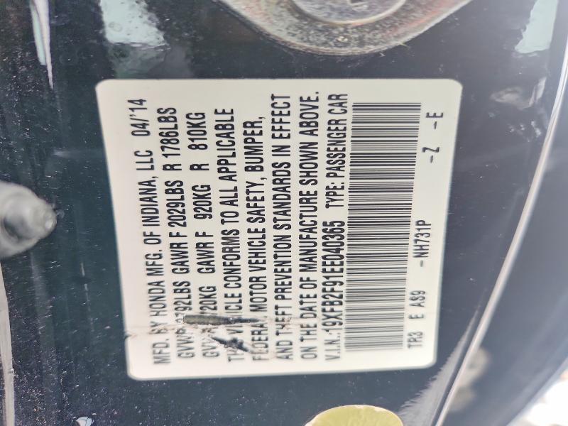 Aukcja sprzedaży 2014 Honda Civic, vin: 19XFB2F91EE040365, numer aukcji: 63475126