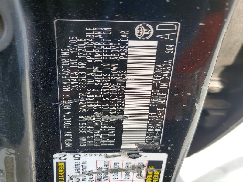 63933656 :رقم المزاد ، 2T1BR32E46C611253 vin ، 2006 Toyota Corolla مزاد بيع