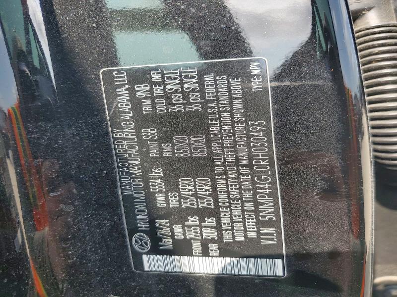 63799586 :رقم المزاد ، 5NMP44GL0RH030493 vin ، 2024 Hyundai Santa Fe مزاد بيع