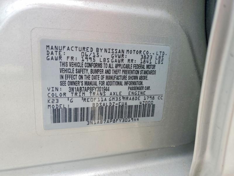 Aukcja sprzedaży 2015 Nissan Sentra, vin: 3N1AB7AP8FY301944, numer aukcji: 61510976