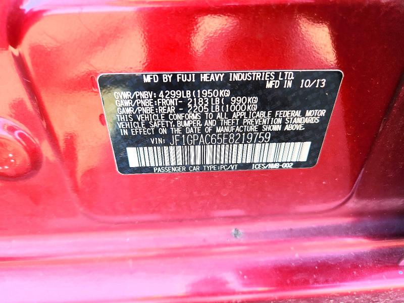 Продаж на аукціоні авто 2014 Subaru Impreza, vin: JF1GPAC65E8219759, номер лоту: 63988196