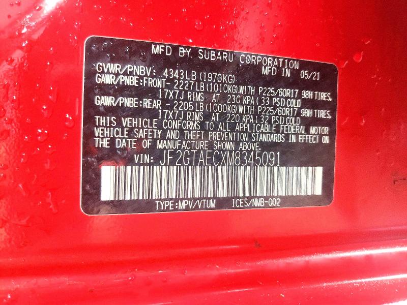 Продажа на аукционе авто 2021 Subaru Crosstrek, vin: JF2GTAECXM8345091, номер лота: 62945246