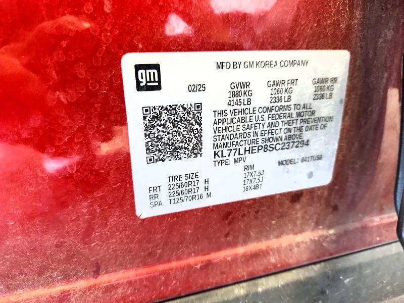 65897436 :رقم المزاد ، KL77LHEP8SC237294 vin ، 2025 Chevrolet Trax مزاد بيع
