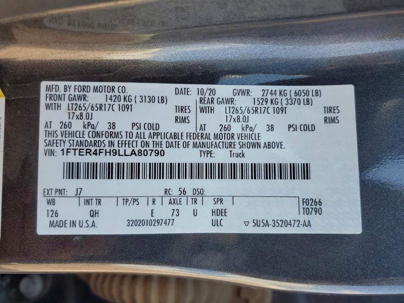 64236906 :رقم المزاد ، 1FTER4FH9LLA80790 vin ، 2020 Ford Ranger مزاد بيع
