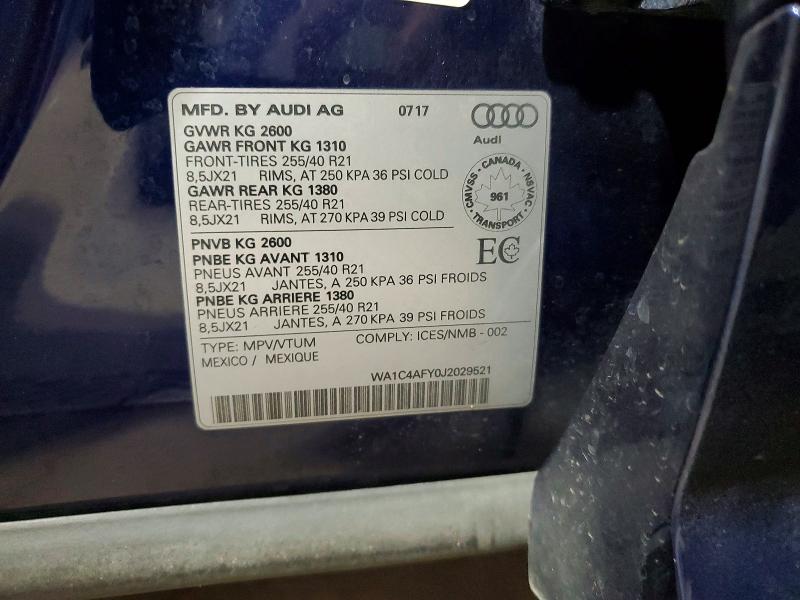Aukcja sprzedaży 2018 Audi Sq5, vin: WA1C4AFY0J2029521, numer aukcji: 65829846