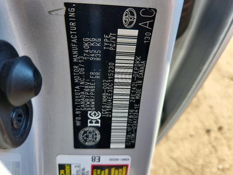 2013 Toyota Corolla მანქანა იყიდება აუქციონზე, vin: 2T1BU4EE3DC115230, აუქციონის ნომერი: 66791286