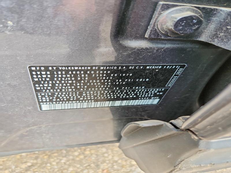 67100836 :رقم المزاد ، 3VVLX7B26NM045899 vin ، 2022 Volkswagen Taos مزاد بيع