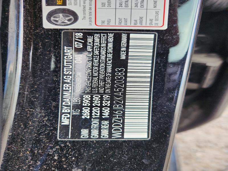 Aukcja sprzedaży 2019 Mercedes-benz E, vin: WDDZH6JB2KA520383, numer aukcji: 64627146