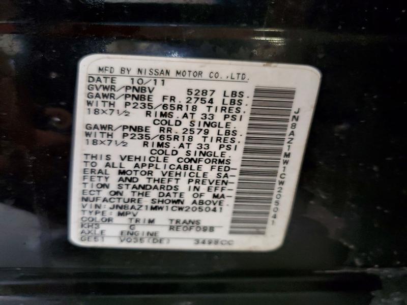 Aukcja sprzedaży 2012 Nissan Murano, vin: JN8AZ1MW1CW205041, numer aukcji: 66525946