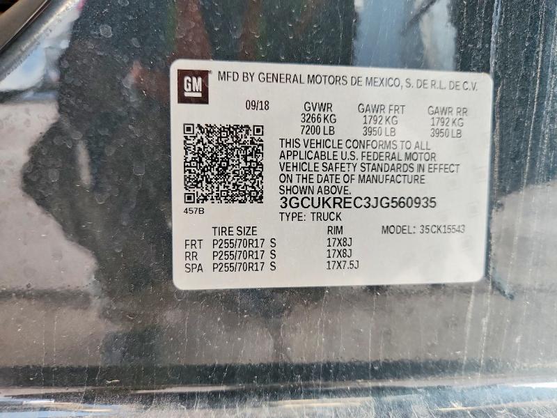 Aukcja sprzedaży 2018 Chevrolet Silverado, vin: 3GCUKREC3JG560935, numer aukcji: 65847046