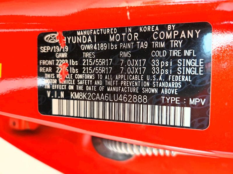Aukcja sprzedaży 2020 Hyundai Kona, vin: KM8K2CAA6LU462888, numer aukcji: 62294996