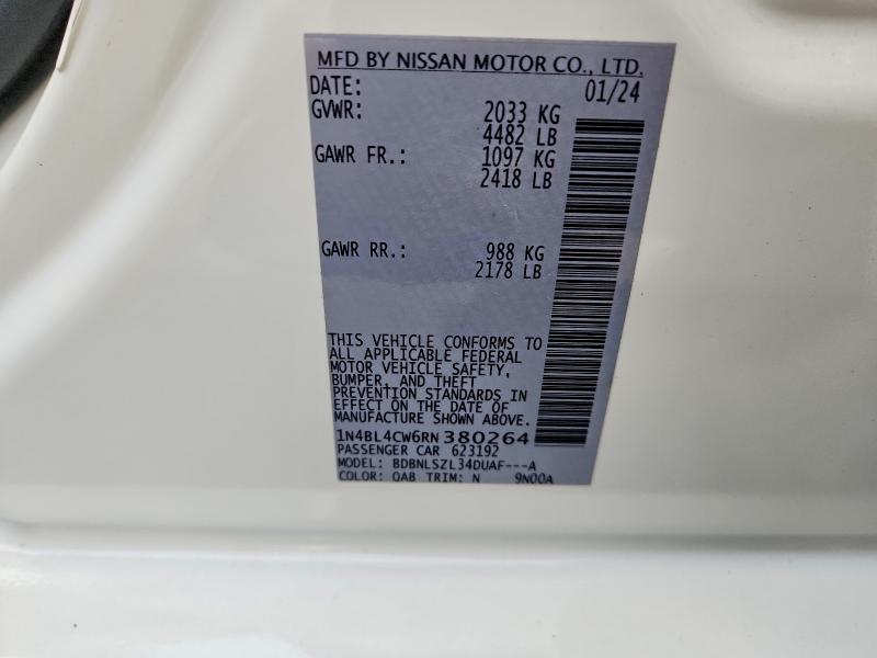 Продажа на аукционе авто 2024 Nissan Altima, vin: 1N4BL4CW6RN380264, номер лота: 66055546