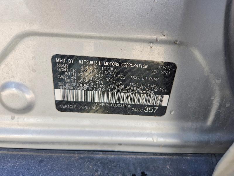 65413596 :رقم المزاد ، JA4APUAU6MU033036 vin ، 2021 Mitsubishi Outlander Sport مزاد بيع