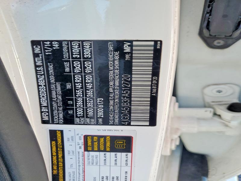 Продаж на аукціоні авто 2015 Mercedes-benz Ml, vin: 4JGDA5JB3FA512720, номер лоту: 65211256