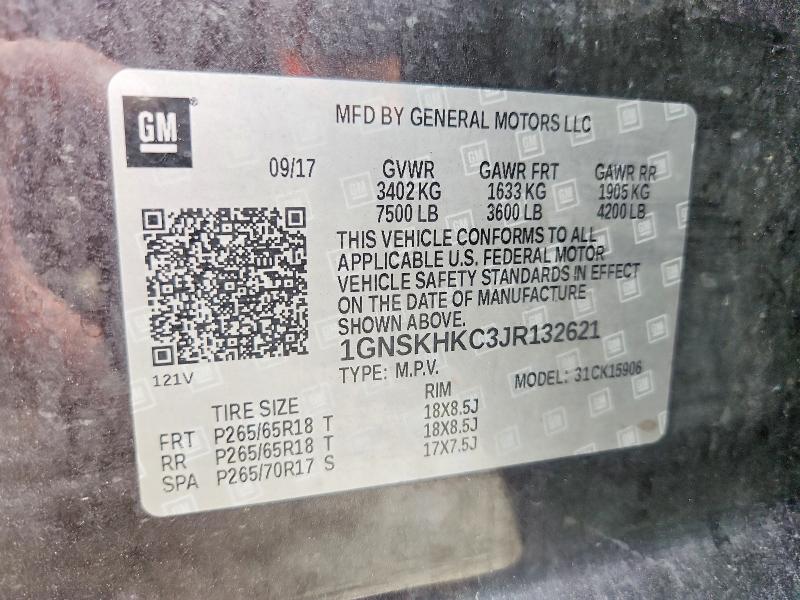 Продаж на аукціоні авто 2018 Chevrolet Suburban, vin: 1GNSKHKC3JR132621, номер лоту: 64807506