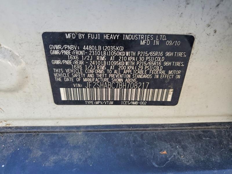Aukcja sprzedaży 2011 Subaru Forester, vin: JF2SHABC7BH708217, numer aukcji: 66865166