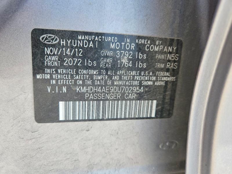 60084866 :رقم المزاد ، KMHDH4AE9DU702954 vin ، 2013 Hyundai Elantra مزاد بيع