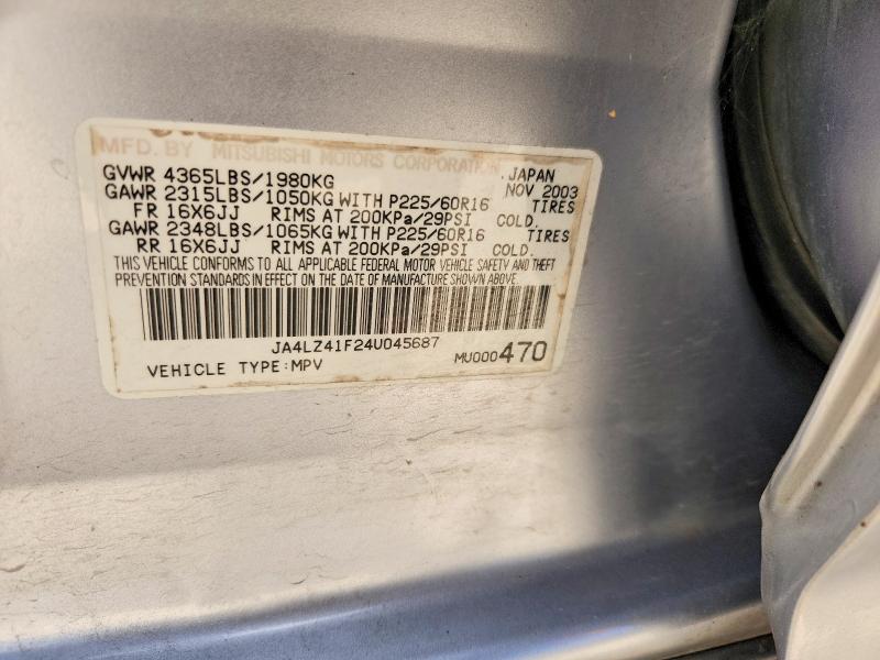 Продаж на аукціоні авто 2004 Mitsubishi Outlander, vin: JA4LZ41F24U045687, номер лоту: 64427426