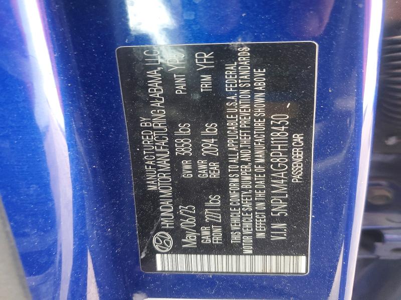 63812176 :رقم المزاد ، 5NPLM4AG8PH118430 vin ، 2023 Hyundai Elantra مزاد بيع