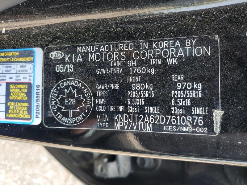 64987276 :رقم المزاد ، KNDJT2A62D7610876 vin ، 2013 Kia Soul مزاد بيع