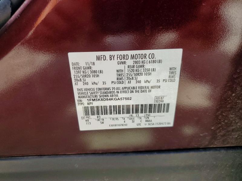 Aukcja sprzedaży 2019 Ford Explorer, vin: 1FM5K8D84KGA57502, numer aukcji: 65719526
