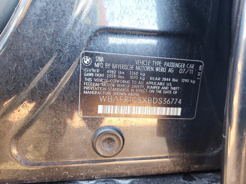 64565436 :رقم المزاد ، WBAFR1C5XBDS36774 vin ، 2011 Bmw 528 مزاد بيع