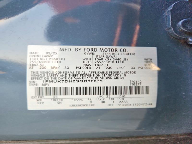 65345086 :رقم المزاد ، 1FMUK7DH0SGB36073 vin ، 2025 Ford Explorer مزاد بيع