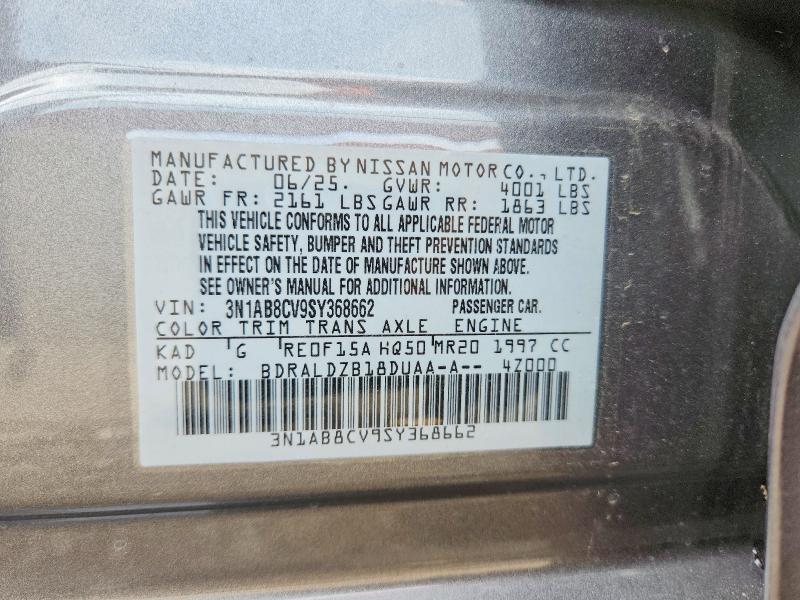 Продаж на аукціоні авто 2025 Nissan Sentra, vin: 3N1AB8CV9SY368662, номер лоту: 63727376