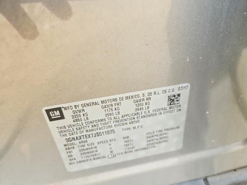 2018 Chevrolet Equinox მანქანა იყიდება აუქციონზე, vin: 3GNAXTEX7JS511875, აუქციონის ნომერი: 65003966