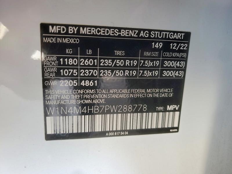 Продажа на аукционе авто 2023 Mercedes-benz Glb, vin: W1N4M4HB7PW288778, номер лота: 66038756