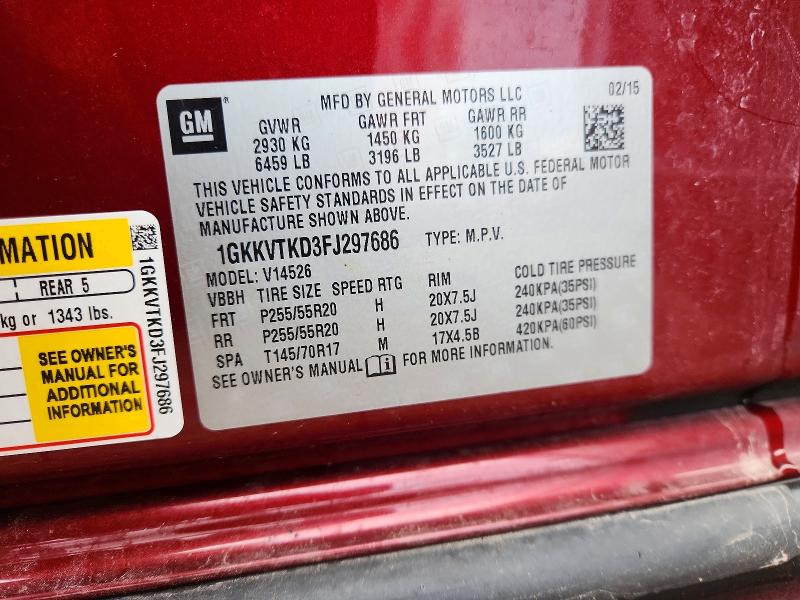 Продаж на аукціоні авто 2015 Gmc Acadia, vin: 1GKKVTKD3FJ297686, номер лоту: 65992326