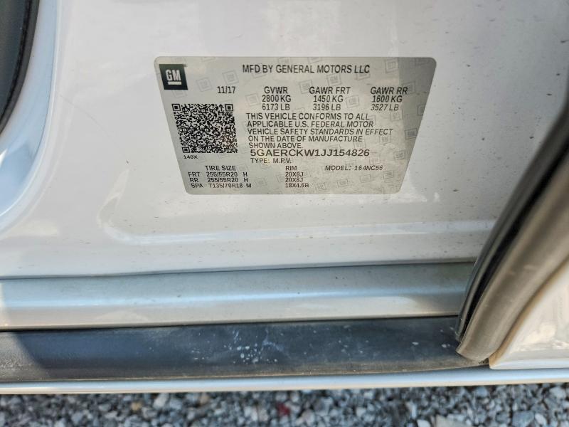 63185586 :رقم المزاد ، 5GAERCKW1JJ154826 vin ، 2018 Buick Enclave مزاد بيع