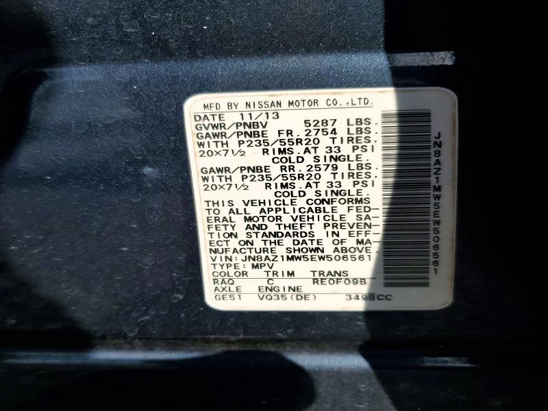 Aukcja sprzedaży 2014 Nissan Murano, vin: JN8AZ1MW5EW506561, numer aukcji: 63296456