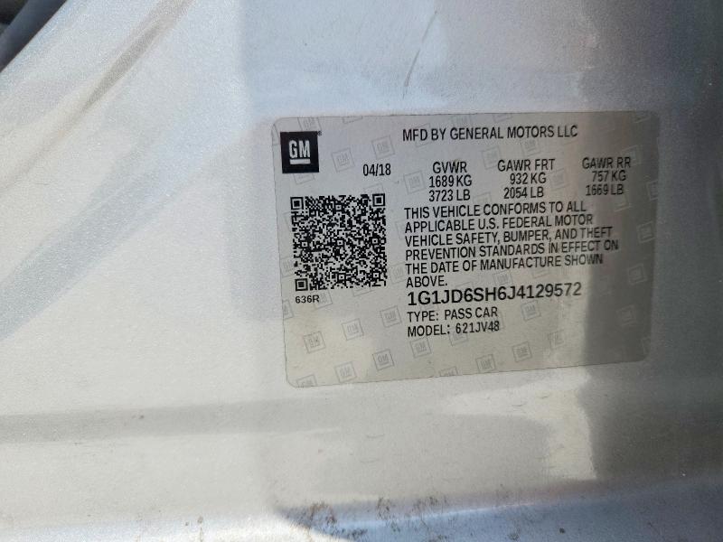63860716 :رقم المزاد ، 1G1JD6SH6J4129572 vin ، 2018 Chevrolet Sonic مزاد بيع