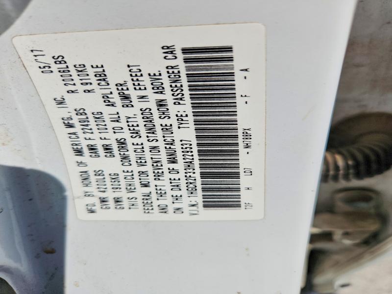 Aukcja sprzedaży 2017 Honda Accord, vin: 1HGCR2F33HA229537, numer aukcji: 64667166