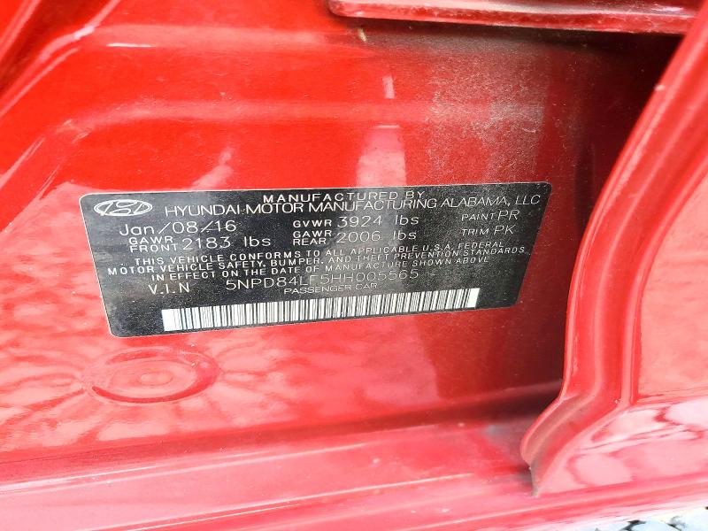 63894456 :رقم المزاد ، 5NPD84LF5HH005565 vin ، 2017 Hyundai Elantra مزاد بيع