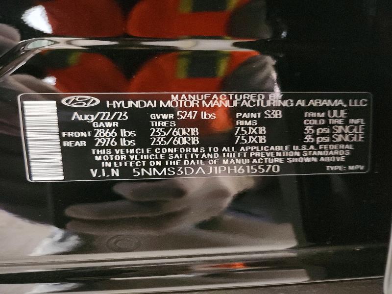 63759086 :رقم المزاد ، 5NMS3DAJ1PH615570 vin ، 2023 Hyundai Santa Fe مزاد بيع