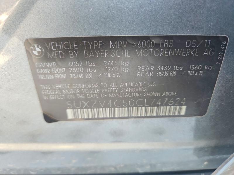 Aukcja sprzedaży 2012 Bmw X5, vin: 5UXZV4C50CL747624, numer aukcji: 65437016