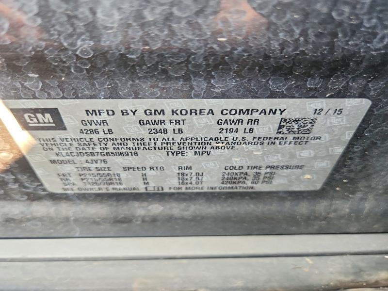 Aukcja sprzedaży 2016 Buick Encore, vin: KL4CJDSB7GB586916, numer aukcji: 64583256