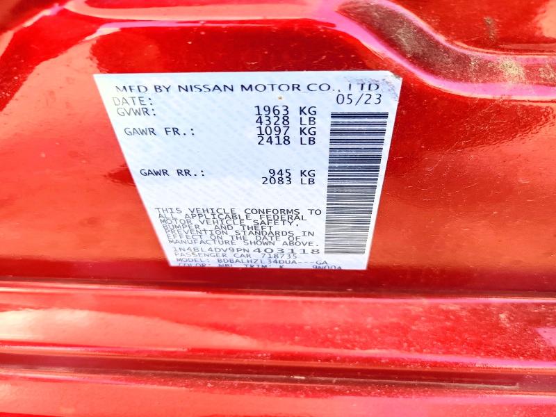 67031546 :رقم المزاد ، 1N4BL4DV9PN403118 vin ، 2023 Nissan Altima مزاد بيع