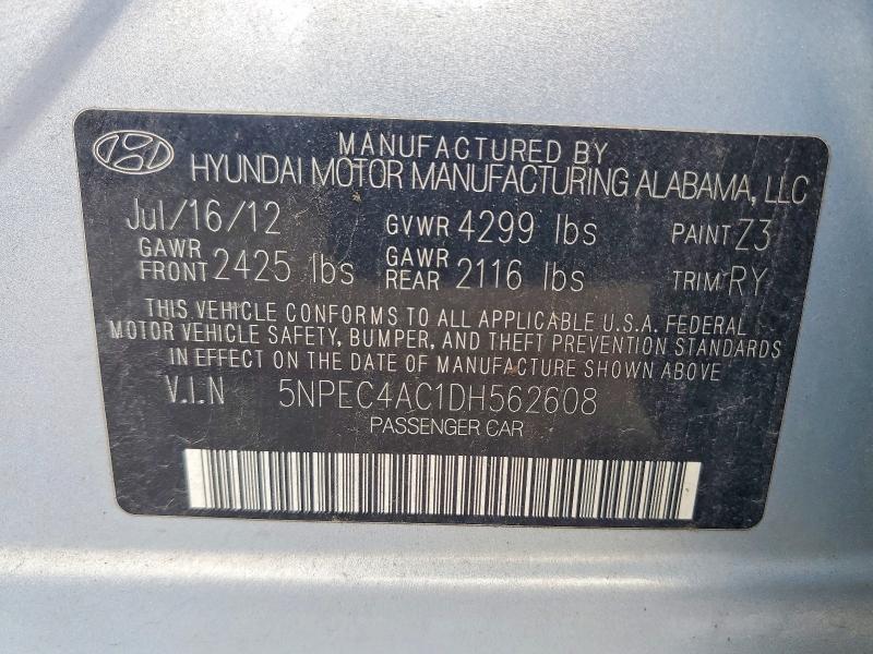Продаж на аукціоні авто 2013 Hyundai Sonata, vin: 5NPEC4AC1DH562608, номер лоту: 63510836