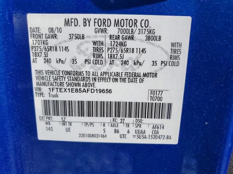 Aukcja sprzedaży 2010 Ford F150, vin: 1FTEX1E85AFD19656, numer aukcji: 65669466