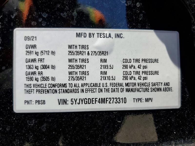 Продаж на аукціоні авто 2021 Tesla Model Y, vin: 5YJYGDEF4MF273310, номер лоту: 65293746