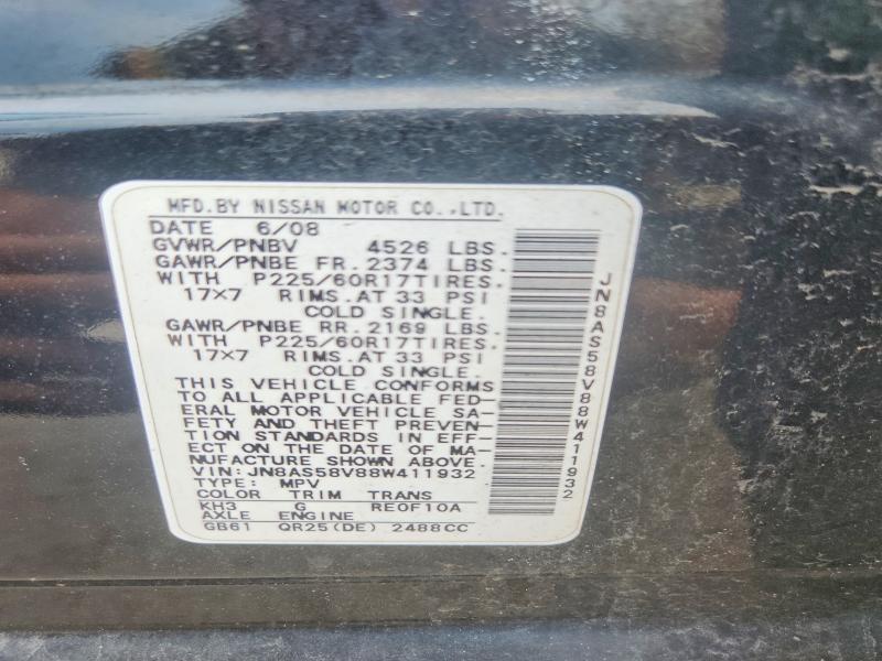 Aukcja sprzedaży 2008 Nissan Rogue, vin: JN8AS58V88W411932, numer aukcji: 66064046