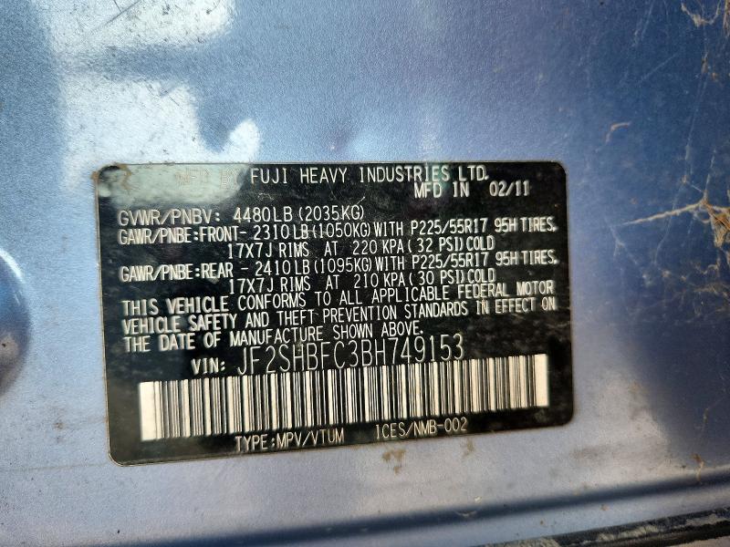 66367476 :رقم المزاد ، JF2SHBFC3BH749153 vin ، 2011 Subaru Forester مزاد بيع