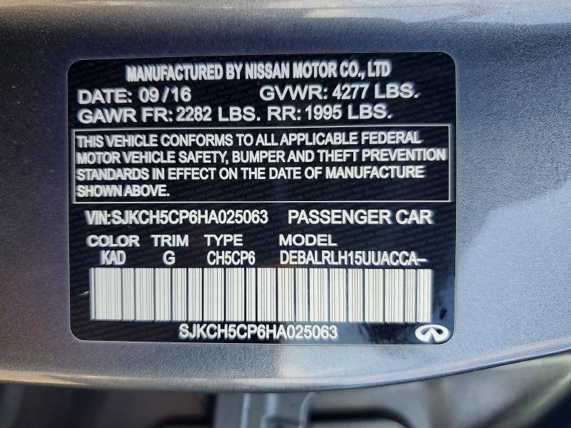 Auction sale of the 2017 Infiniti Qx30, vin: SJKCH5CP6HA025063, lot number: 66508426