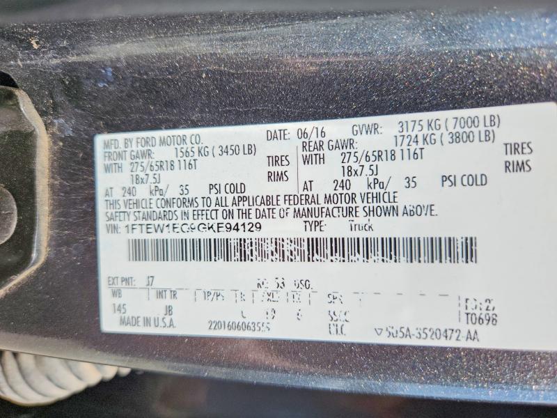 Продаж на аукціоні авто 2016 Ford F150, vin: 1FTEW1EG9GKE94129, номер лоту: 65616736