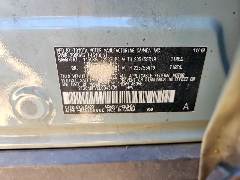 Aukcja sprzedaży 2020 Toyota Rav4, vin: 2T3C1RFVXLC043439, numer aukcji: 65829866